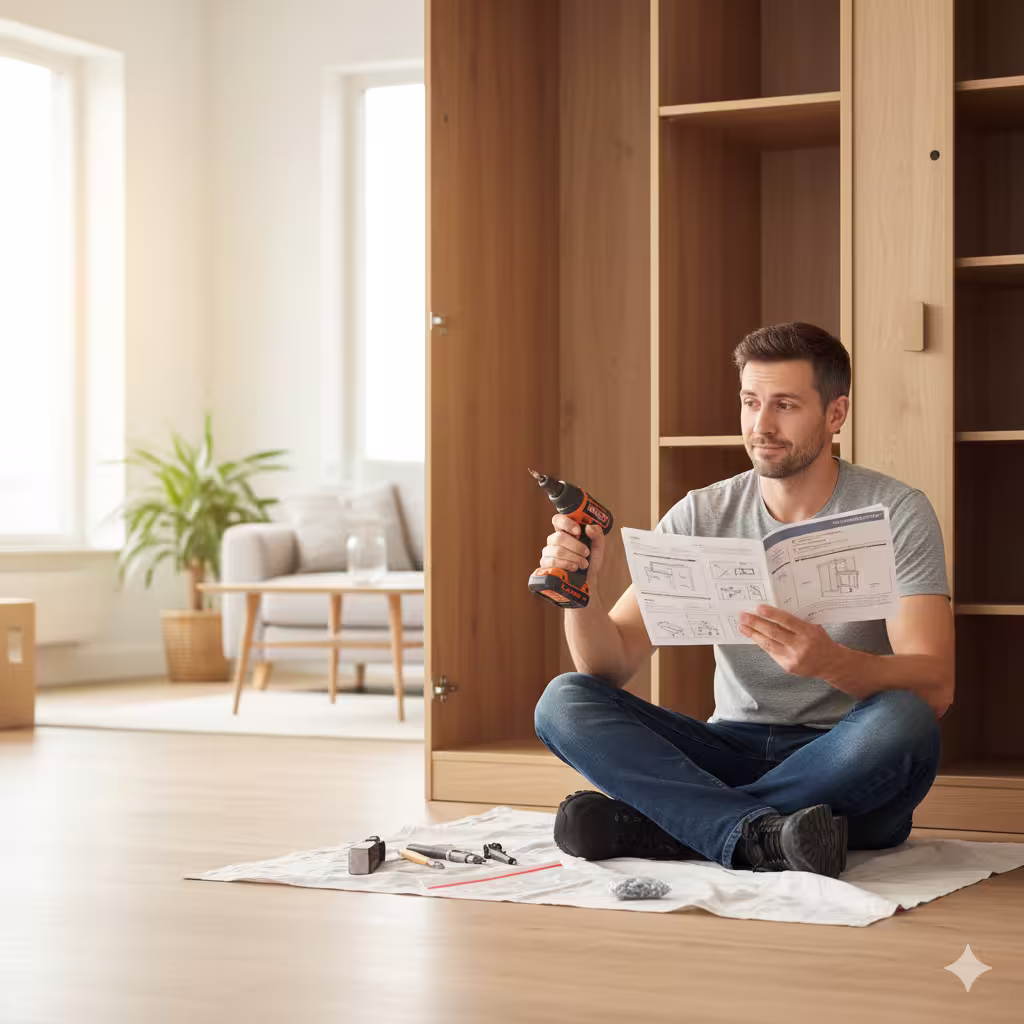 Montador de móveis realizando montagem de móveis com qualidade